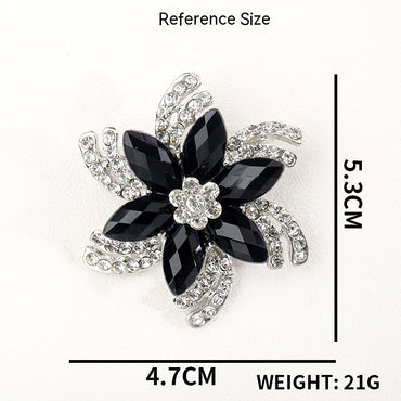 Rhinestone Brooch - Elegant Coat Accessories