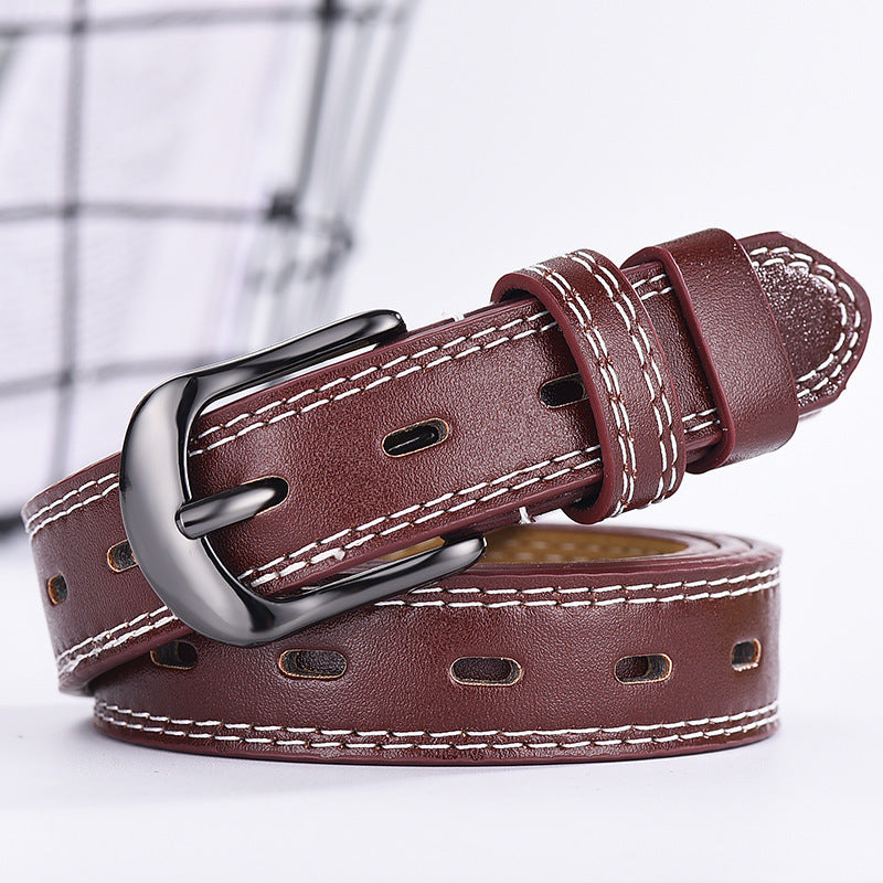 Unisex Young Students Hollow Out Thin Belts Korean Denim - Youth Style