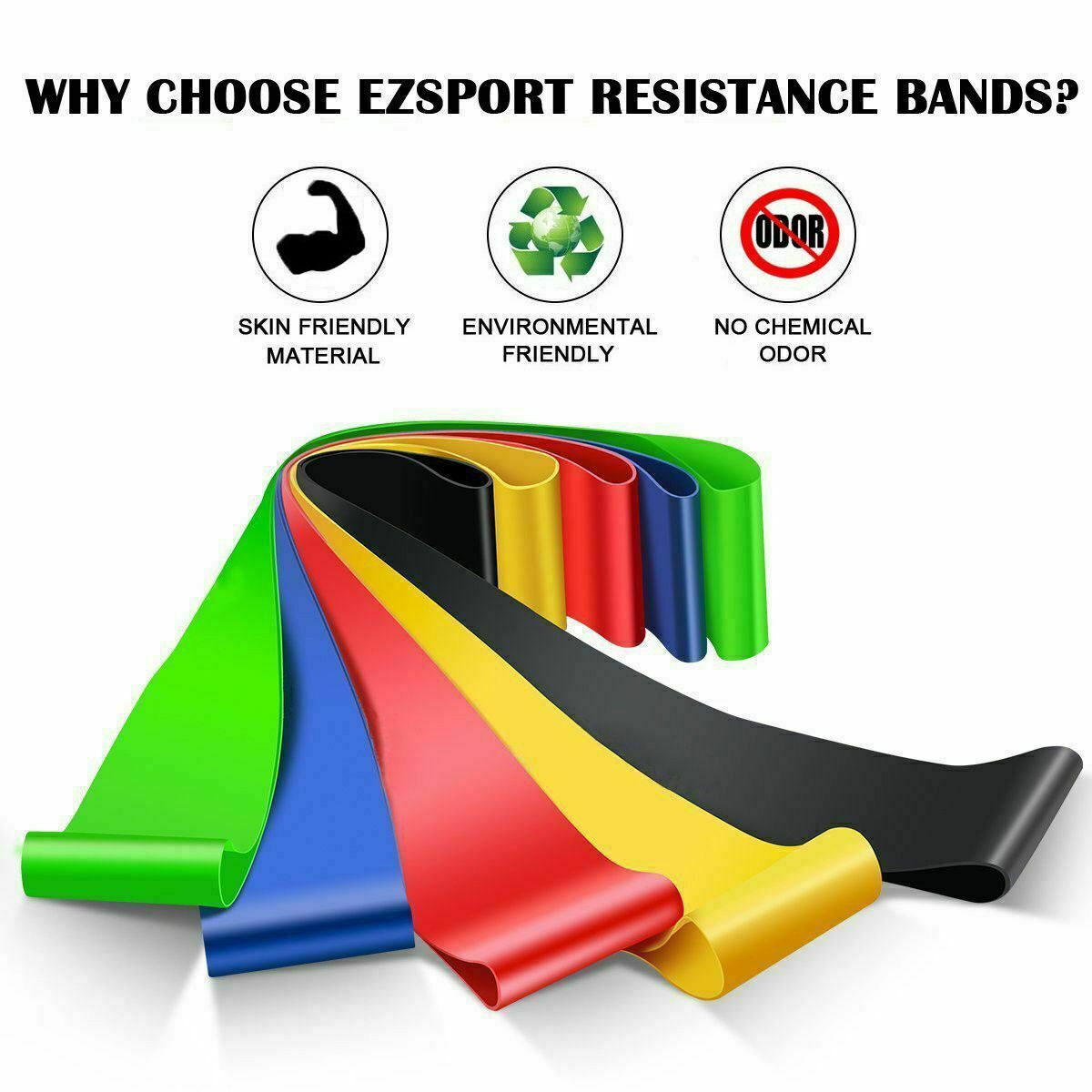 Professional Resistance Bands Loop Set - Premium Latex (5 Bands, 12"x2", Extra Light to Extra Heavy)