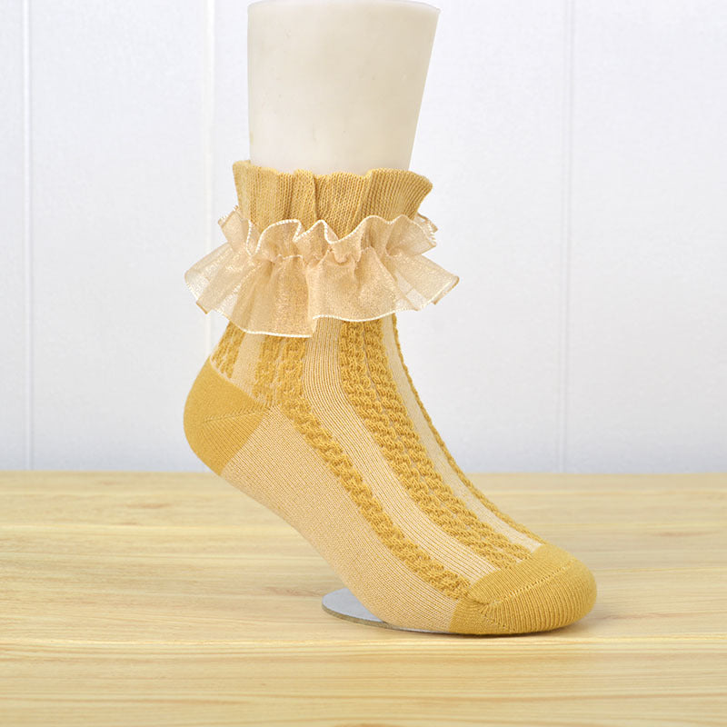 Mesh Princess Baby White Latin Dance Kids Spetsstrumpor