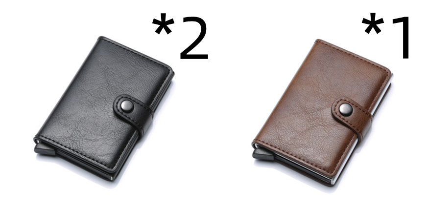 RFID Stöldskydd män Vintage plånbok aluminium metall handväska Läderfodral