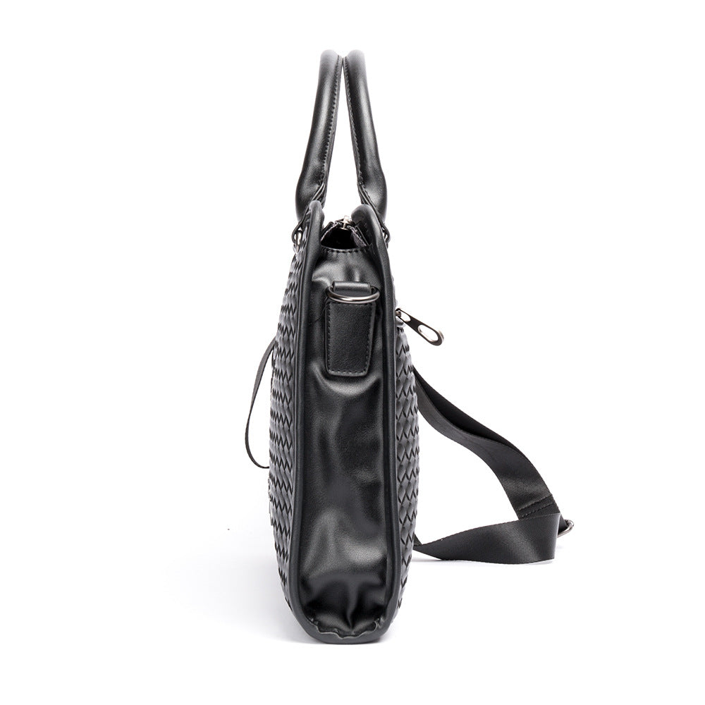 Sömmar Vävd Business Casual Portfölj Herr axel Crossbody datorväska