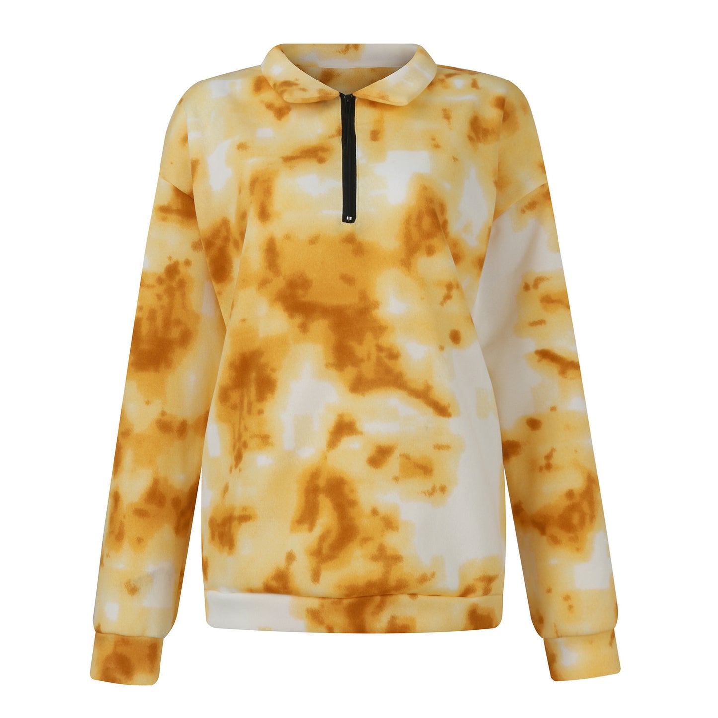 Tie Dye-tryckt tröja med dragkedja och slag - Snygg och bekväm