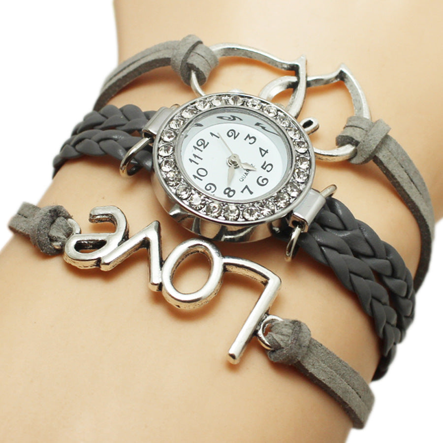 Alloy Love Double Heart-Shaped Love Woven Multi-Layer Watch - Stylish Functional Exquisite Unique Elegant Durable Statement