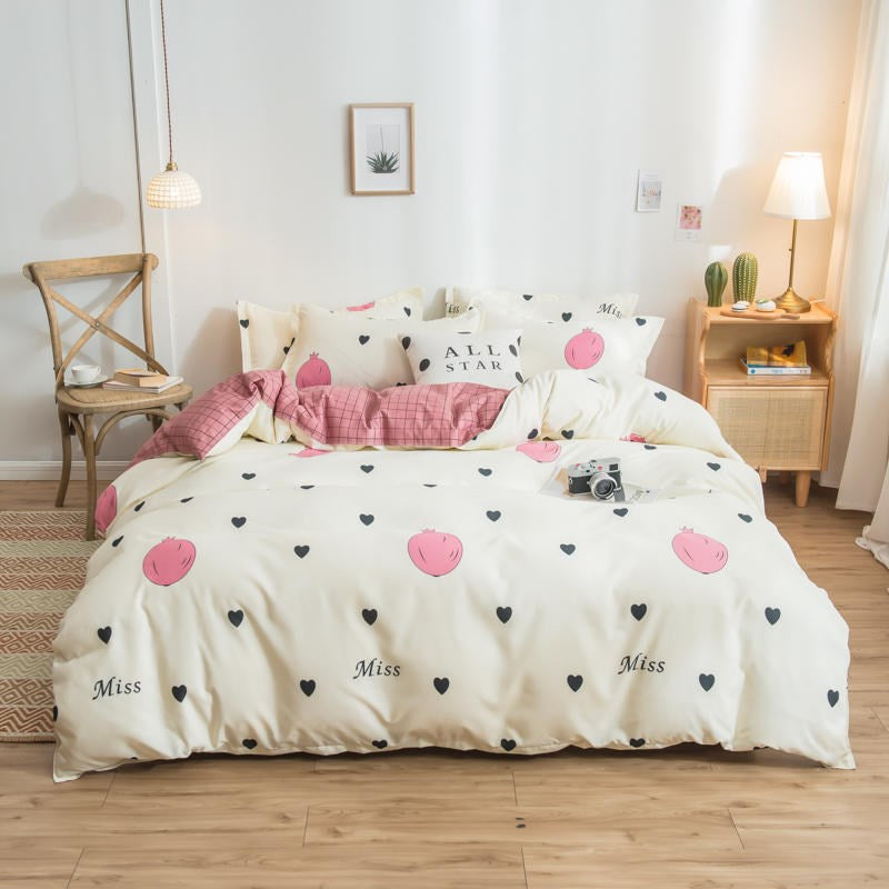 Cover Set Säng Bomull Quilt Sänglakan Sängkläder Täcke Monterad
