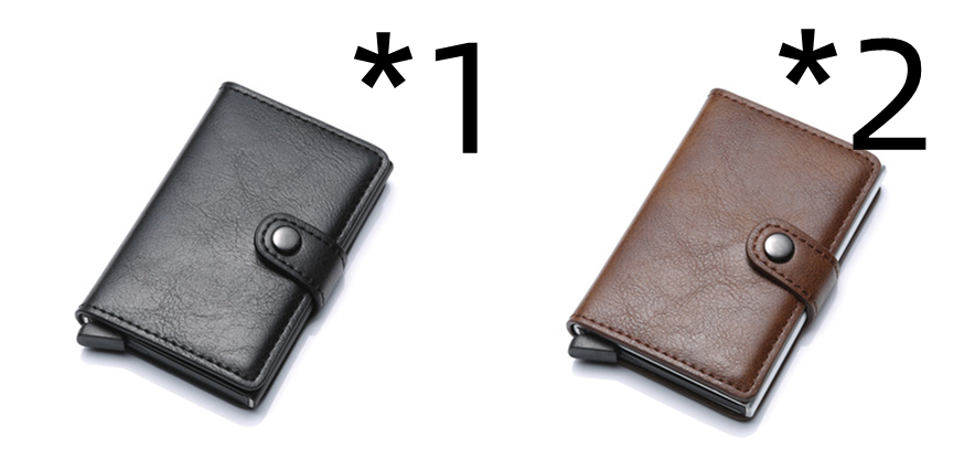 RFID Stöldskydd män Vintage plånbok aluminium metall handväska Läderfodral