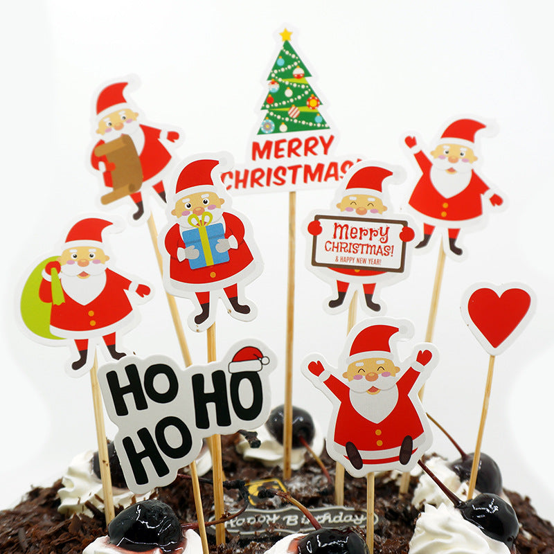 Ensemble de 9 pièces de décoration de carte de gâteau de père noël de dessin animé