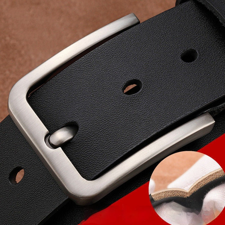 Men's Authentic Cowhide Pin Buckle Belt - Traditional Craftsmanship