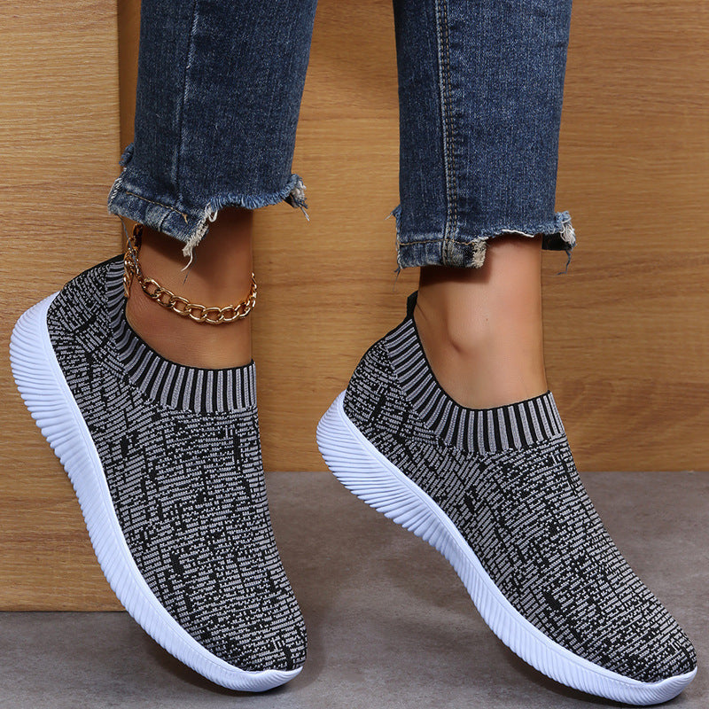 Stripe Knit Sock Sneakers - Unisex Athletic Flats - Versatile Collection