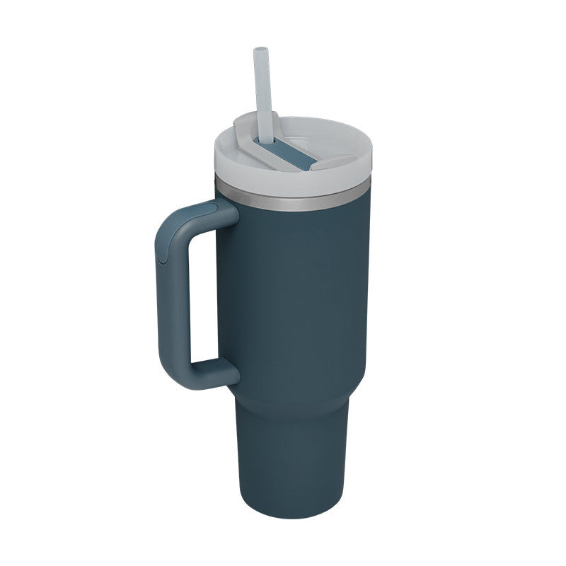 Alla hjärtans dag present termisk mugg 40 oz halm kaffe isoleringskopp med handtag Bärbar bil rostfritt stål vattenflaska stor kapacitet Resa BPA fri termisk mugg
