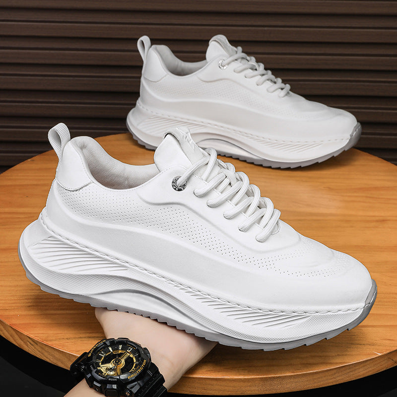 Herrskor med tjock sula, casual, andningsbara sneakers, snörning, pappaskor, pojke