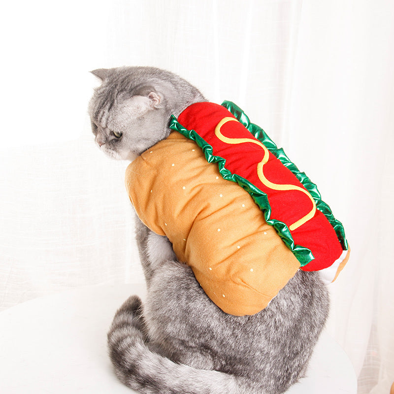 Pet Dog and Cat Costume - Cute Hot Dog Sandwich Costume, Funny Hot Dog Clothes, Cat Costume