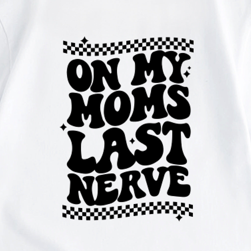 Letter Print Casual T-shirt för barn med rund hals