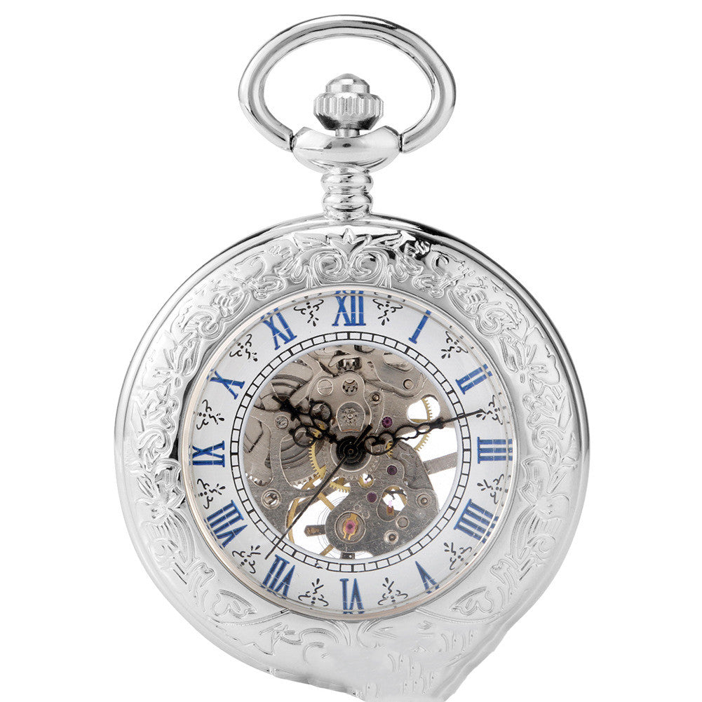 Creative Fashion Transparent Flip Roman Digital Manual Manipulator Pocket Watch - Innovative Modern Classic Elegant Contemporary