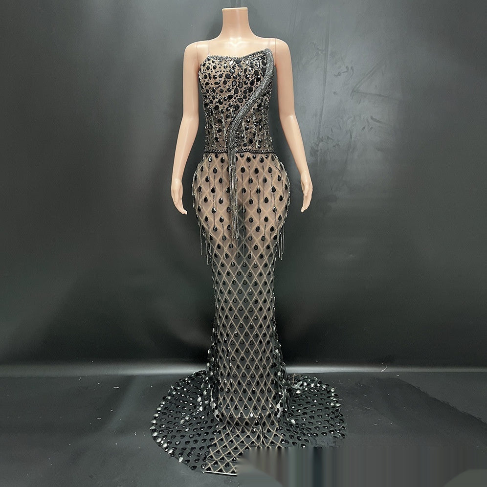 Elegant Fishtail Gown - No Back Design