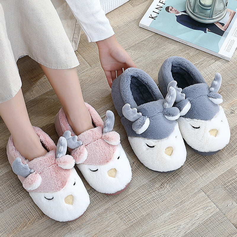 Christmas Elk Plush Slippers - Winter Holiday Shoes - Festive Collection