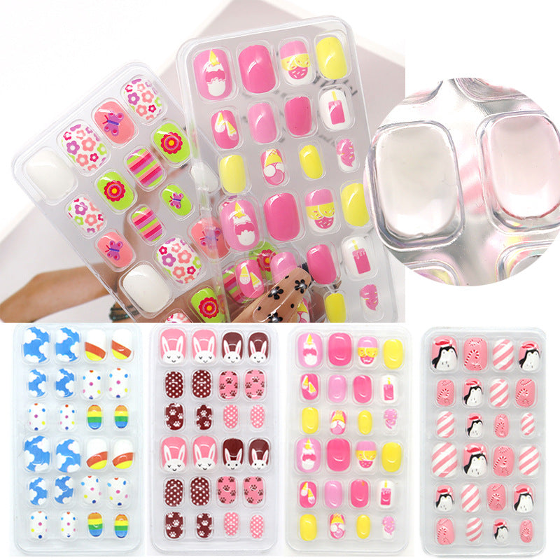 Autocollant de soin des ongles portable pour enfants, 24 pièces, dessin animé de poche