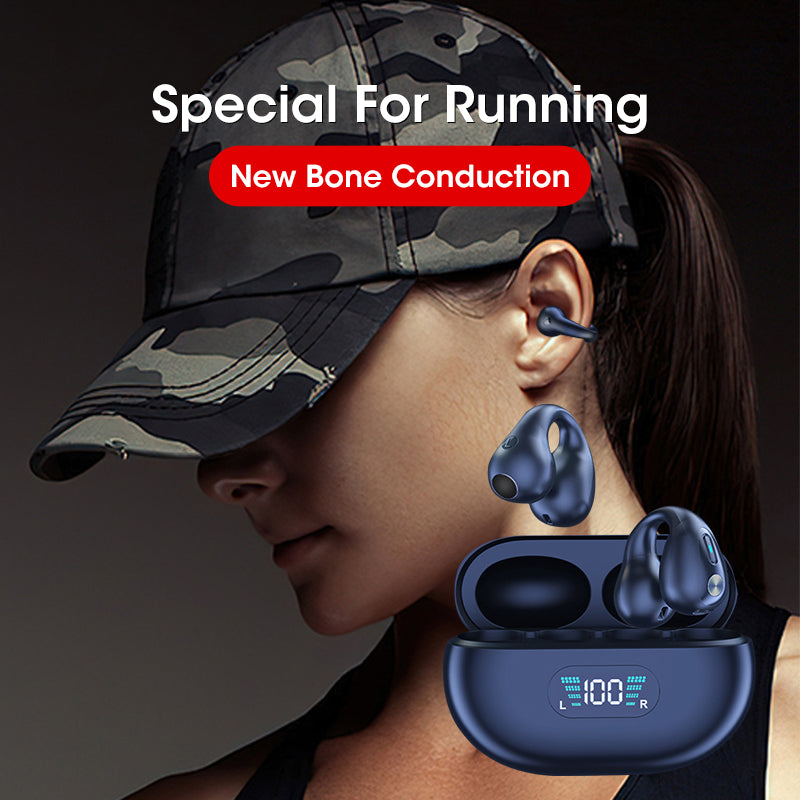 Bone Conduction Hörlurar TWS Öronsnäckor Öronklämma Bluetooth 5.3 Touch trådlös hörlurar In-Ear Bass HIFI Sports Headset
