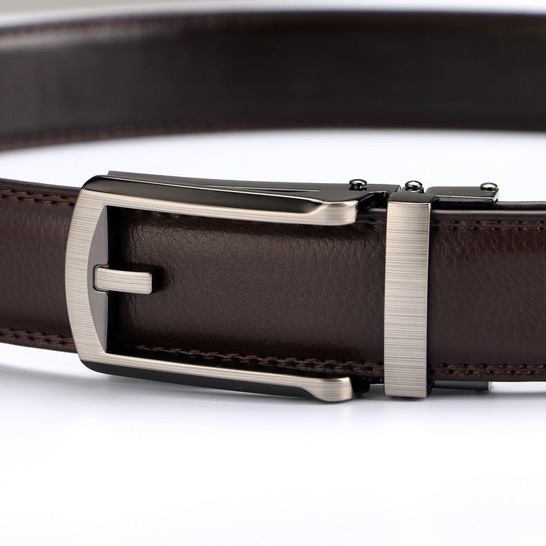 Men's Two-Layer Cowhide Fake Needle Automatic Buckle Special Belt - Distinctive Character