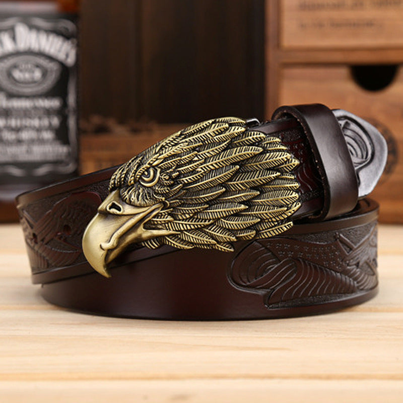 Men's Fashion Cowhide Eagle Head Leisure Belt - Majestic Power