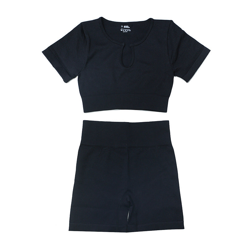 Ensemble de vêtements de Yoga sans couture, haut de sport à manches courtes, t-shirt, débardeur de Yoga