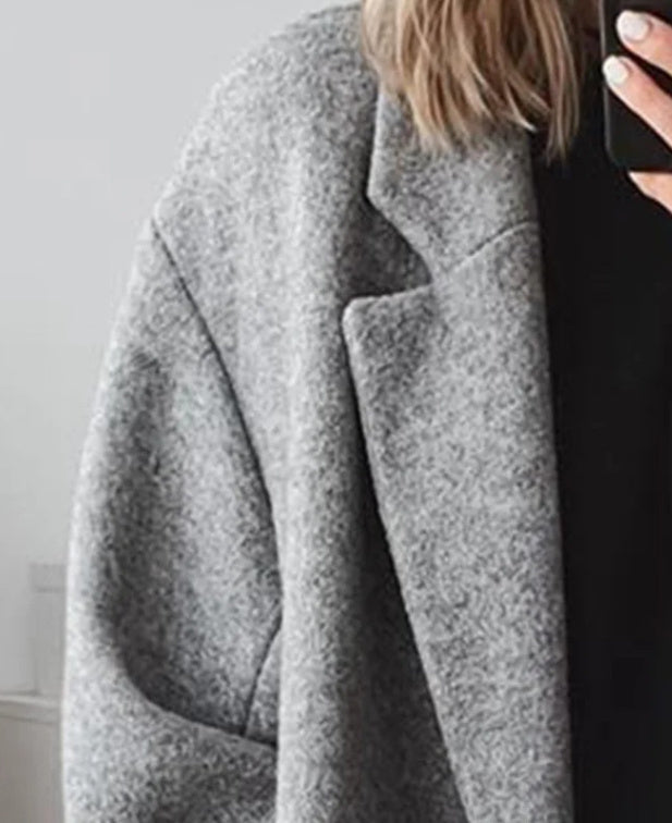 Dam flerfärgad ulltrenchcoat i flera storlekar
