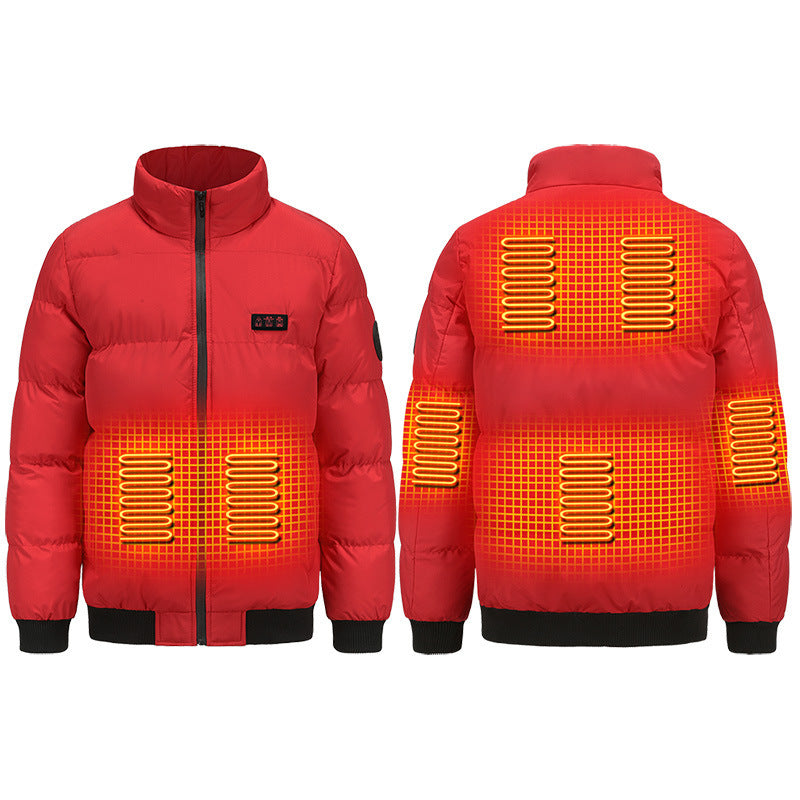 Veste chauffante chaude d'extérieur, coupe-vent, vêtements rembourrés en coton, chauffage USB, garde au chaud en hiver