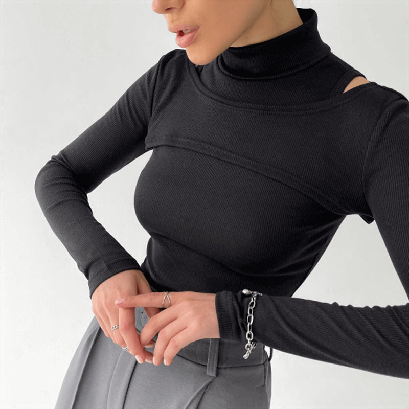 High-necked Vest T-shirt Two-piece Crop Tops - Stylish & Comfortable