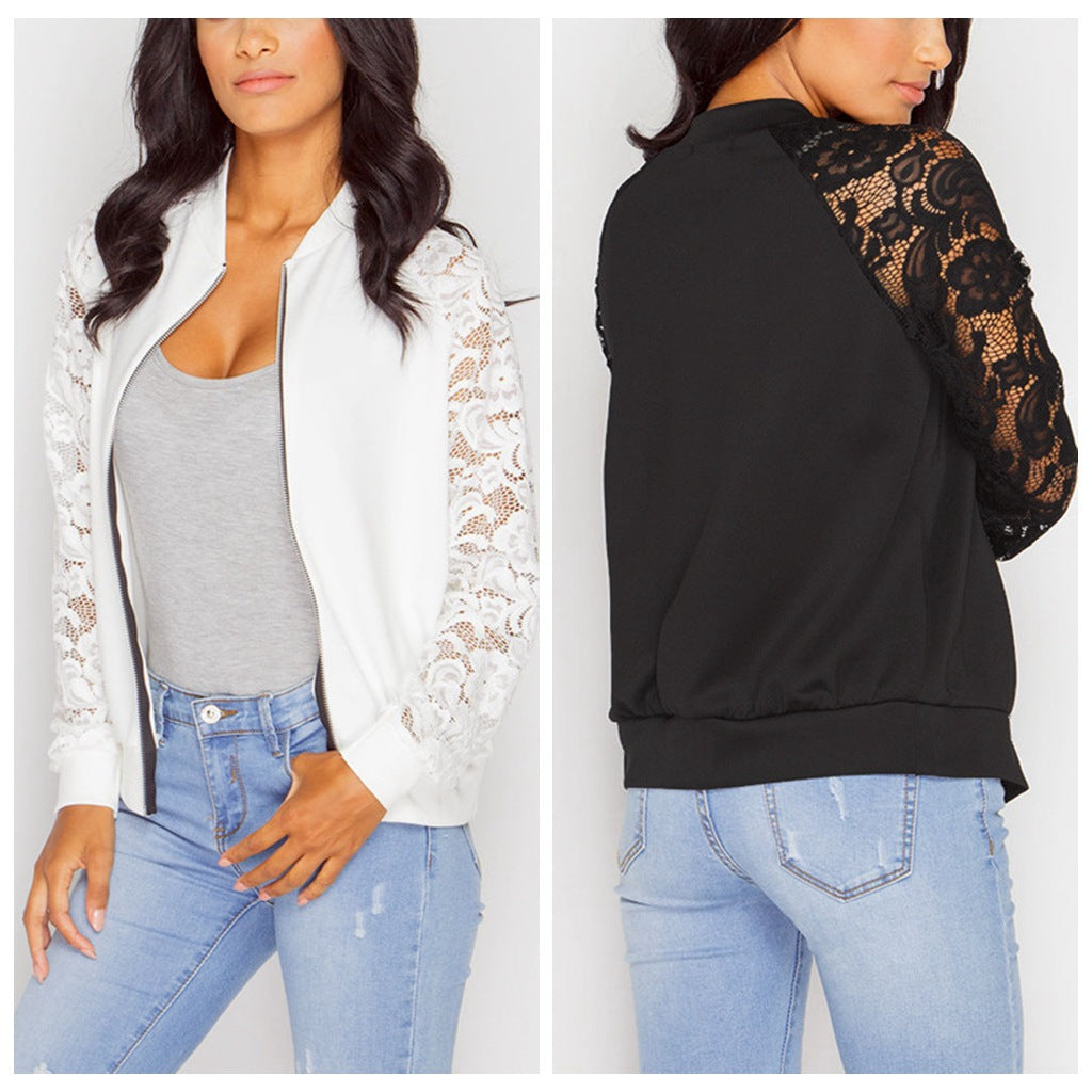 Blouson Bomber Femme Avec Dentelle
