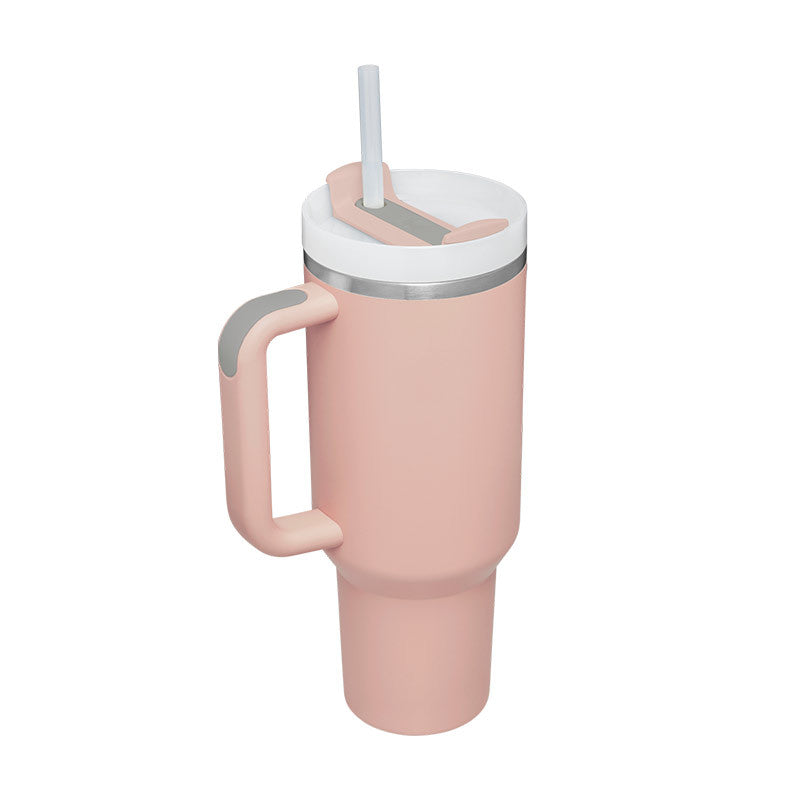 Alla hjärtans dag present termisk mugg 40 oz halm kaffe isoleringskopp med handtag Bärbar bil rostfritt stål vattenflaska stor kapacitet Resa BPA fri termisk mugg