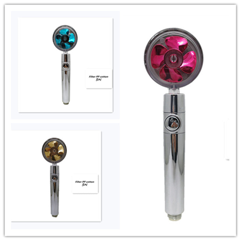 Pommeau de douche à hélice avec bouton d'arrêt et filtre en coton, buse de douche à main haute pression turbocompressée