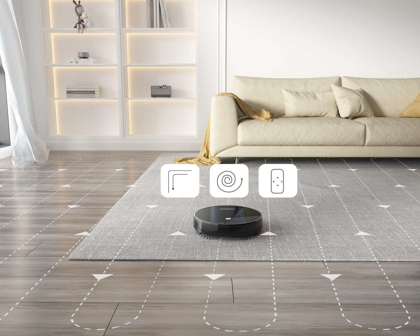 Geek Smart robotdammsugare G6 Plus, ultratunn, 1800Pa stark sugkraft, automatisk självladdning, Wi-Fi-anslutning, appkontroll, anpassad rengöring, utmärkt för hårda golv till mattor