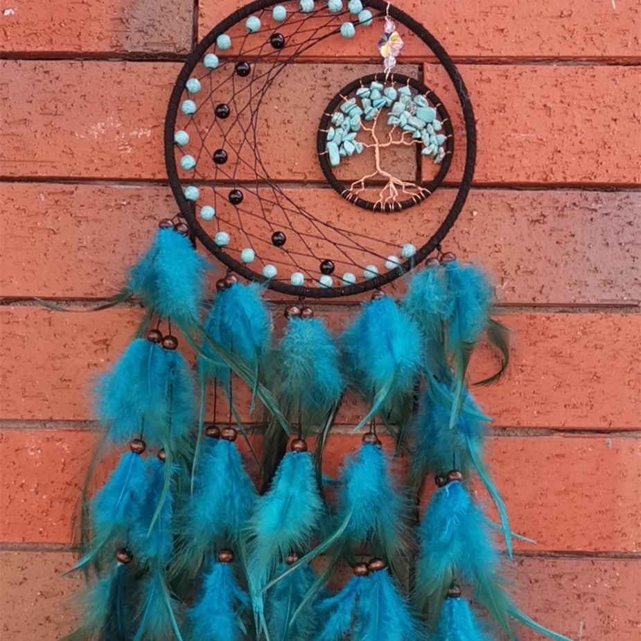 Support mural attrape-rêves en plumes d'arbre de vie, décoration d'intérieur
