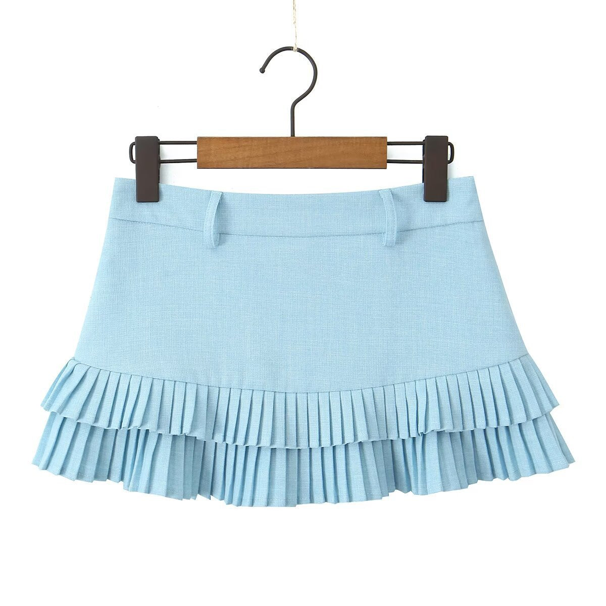 Professional Women's Pleated Mini Skirt - Polyester Stitching Design (3 Colors, S-L, Splicing Elements)