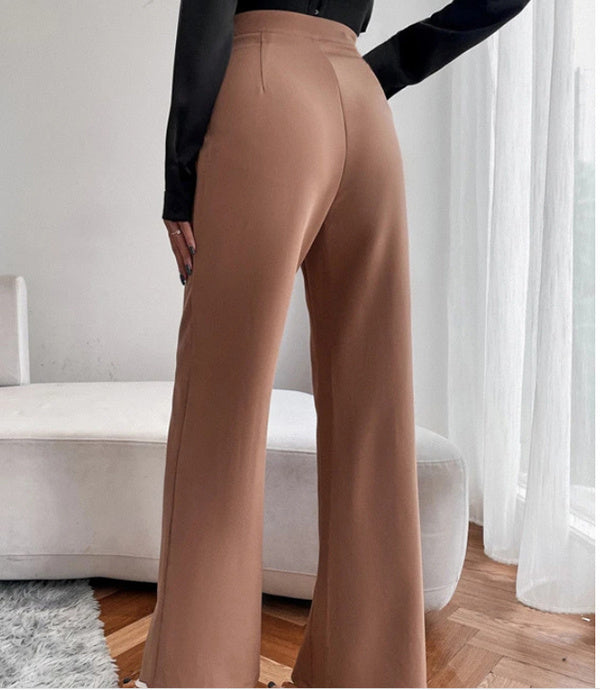 Loose Straight Pants Women High Waist Casual Trousers - Relaxed Elegance