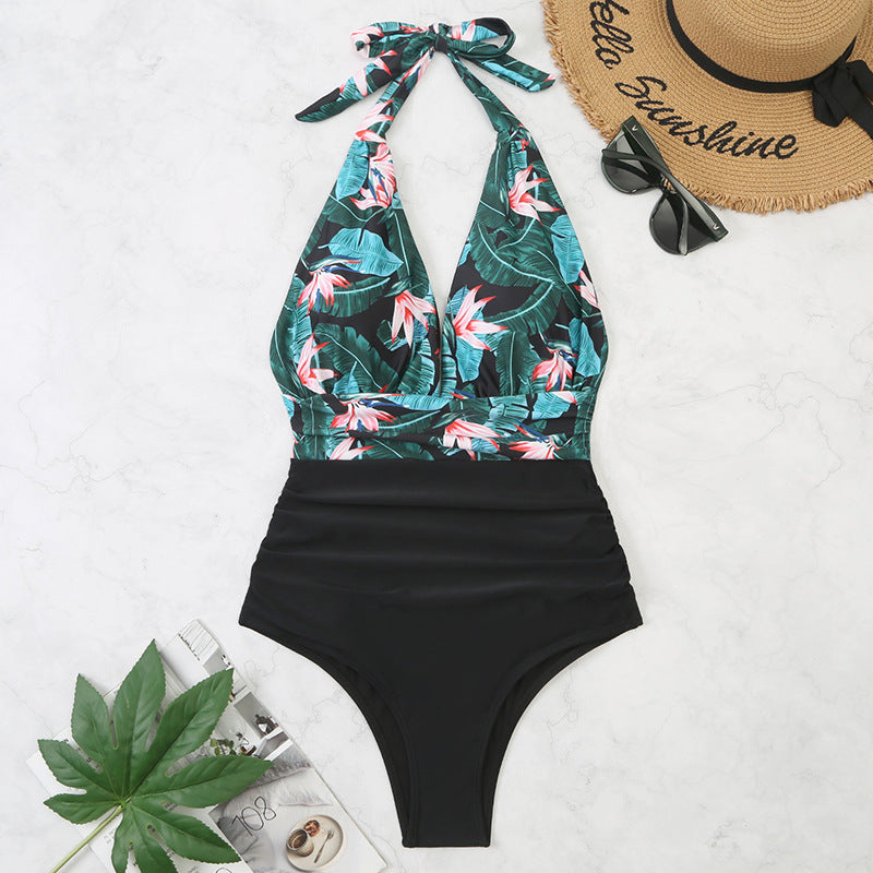 Halter i ett stycke som matchar magbikini kvinnor