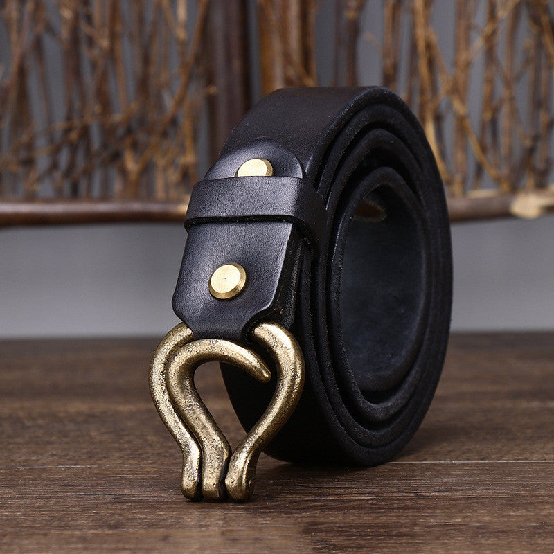 Men's Retro Thick Vegetable Tanned Cowhide Leather Belt - Heritage Craftsmanship