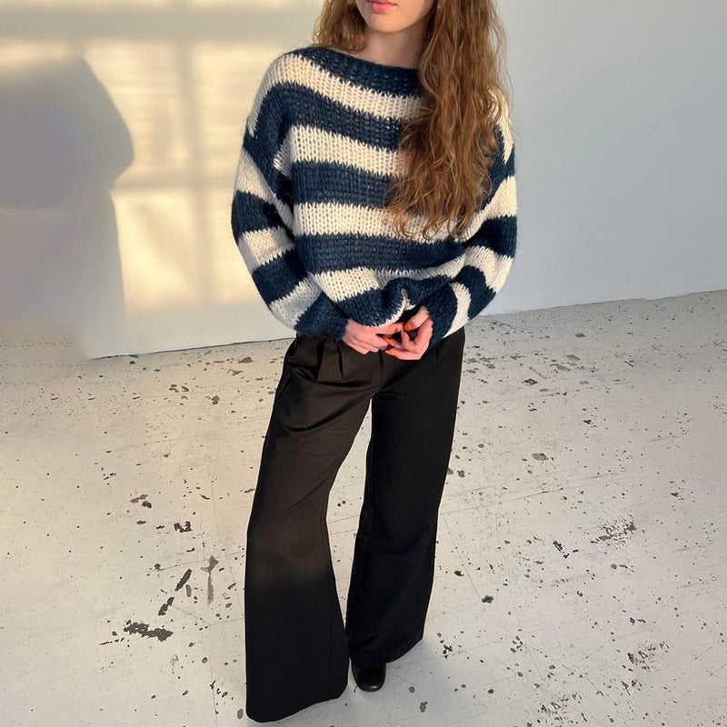Striped Pullover Sweater - Fashionable & Versatile