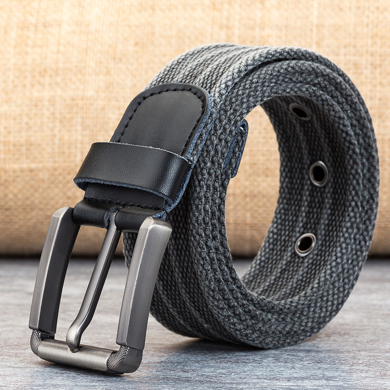 Men's Pin Buckle Polyester Woven Canvas Belt - Effortless Comfort