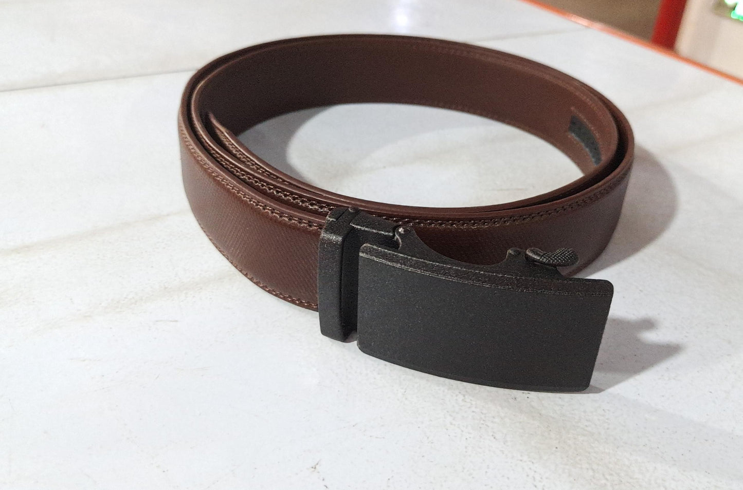 Men's Automatic Buckle Two-Layer Cowhide Belt - Reinforced Security