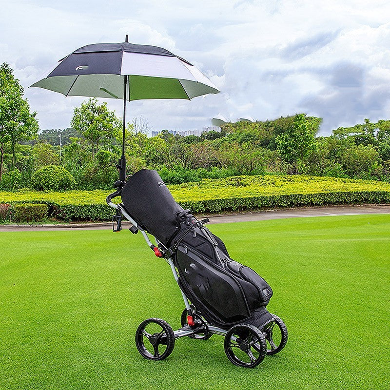 Golfbana vagn Fyrhjulig aluminiumlegering hopfällbar med paraplyställ