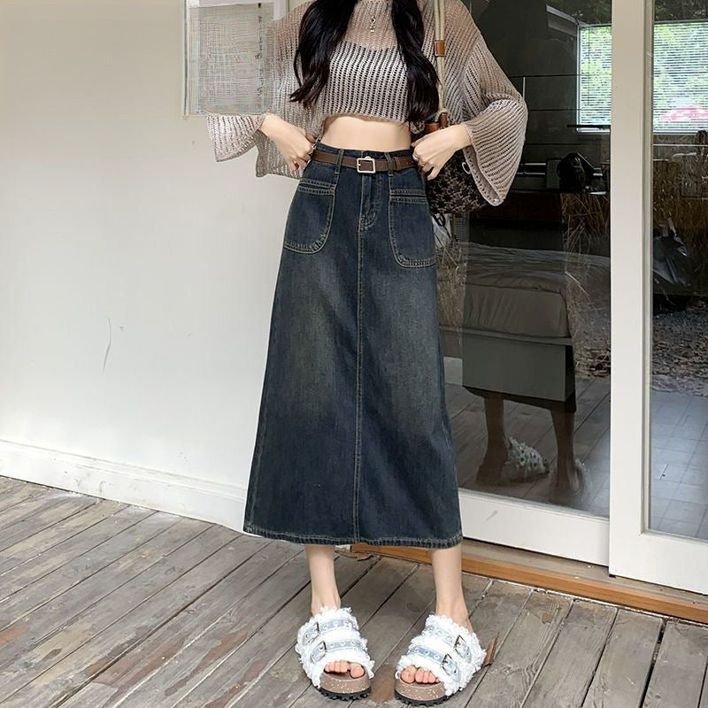 Retro Denim Skirt - Trendy, Versatile, and Stylish