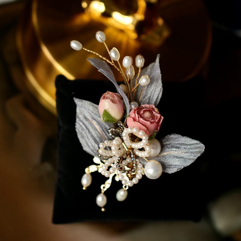 Accessoires de corsage de décoration de broche rose