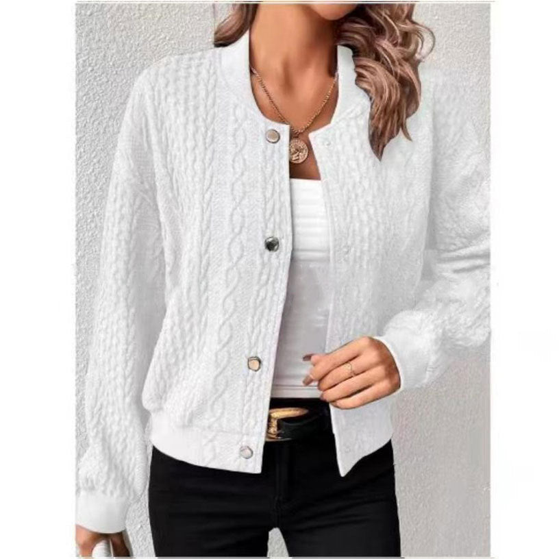Women's Baseball Uniform Jacket Coat - Solid Color Polyester Casual Female Style