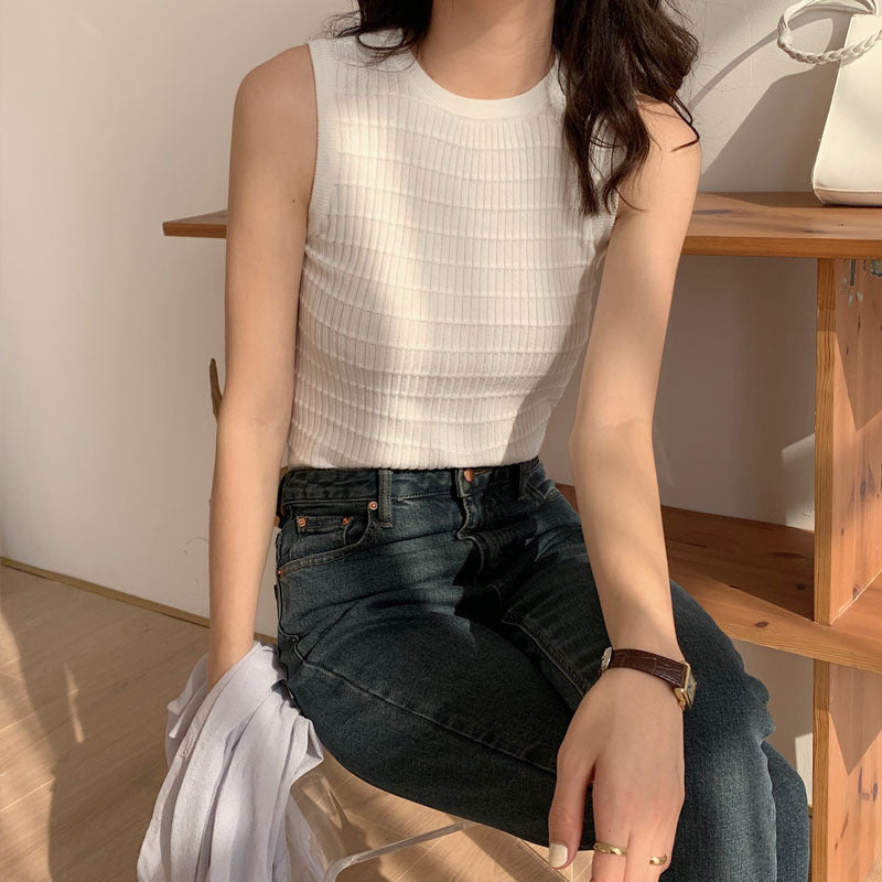 Camisole stickad botten ärmlös för kvinnor
