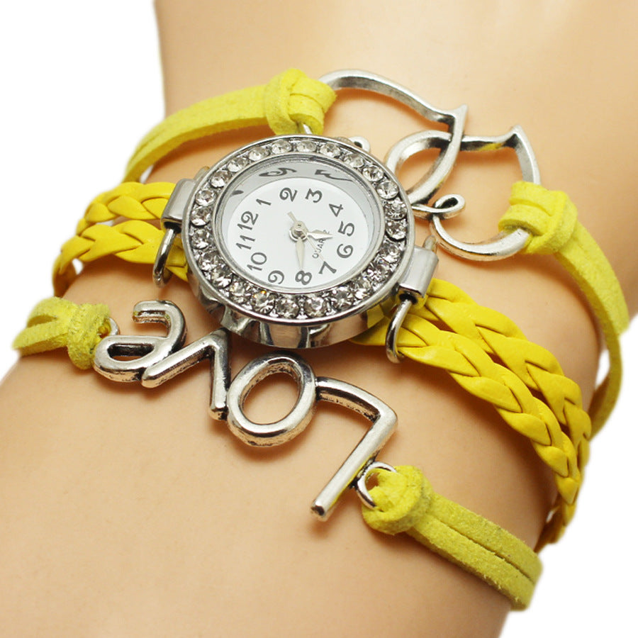 Alloy Love Double Heart-Shaped Love Woven Multi-Layer Watch - Stylish Functional Exquisite Unique Elegant Durable Statement