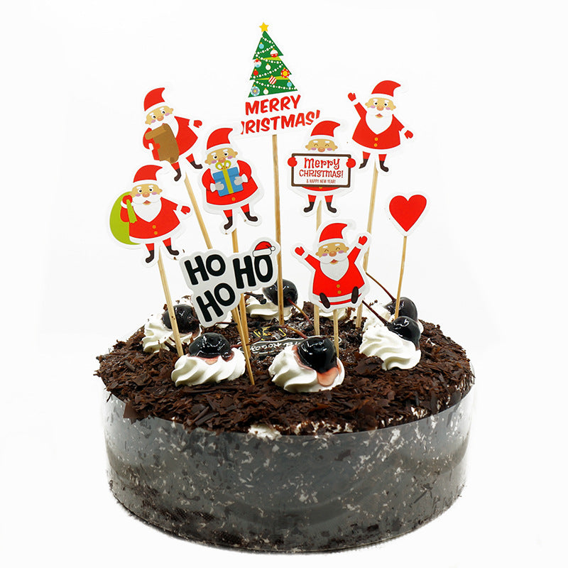 Ensemble de 9 pièces de décoration de carte de gâteau de père noël de dessin animé