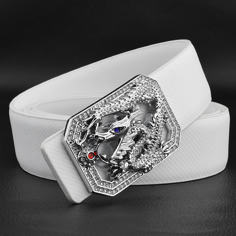 Men's Faucet Belt White Golden Smooth Buckle - Luxurious Flow