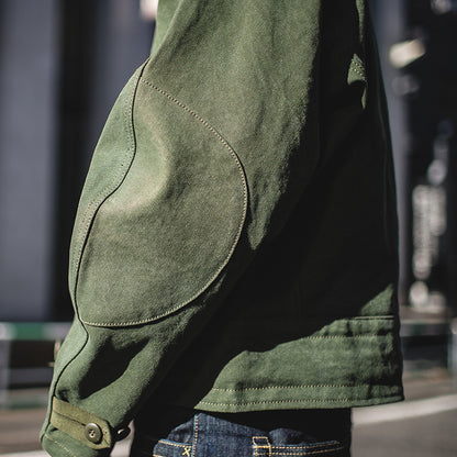 Veste Moto Ami Kaki Coton Washed Water Army Green Jacket Homme