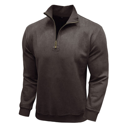 Men's Long-sleeved Zipped Stand Collar Sweater